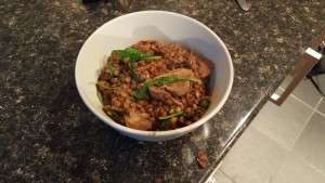 mushroom, spinach and tomato dhal