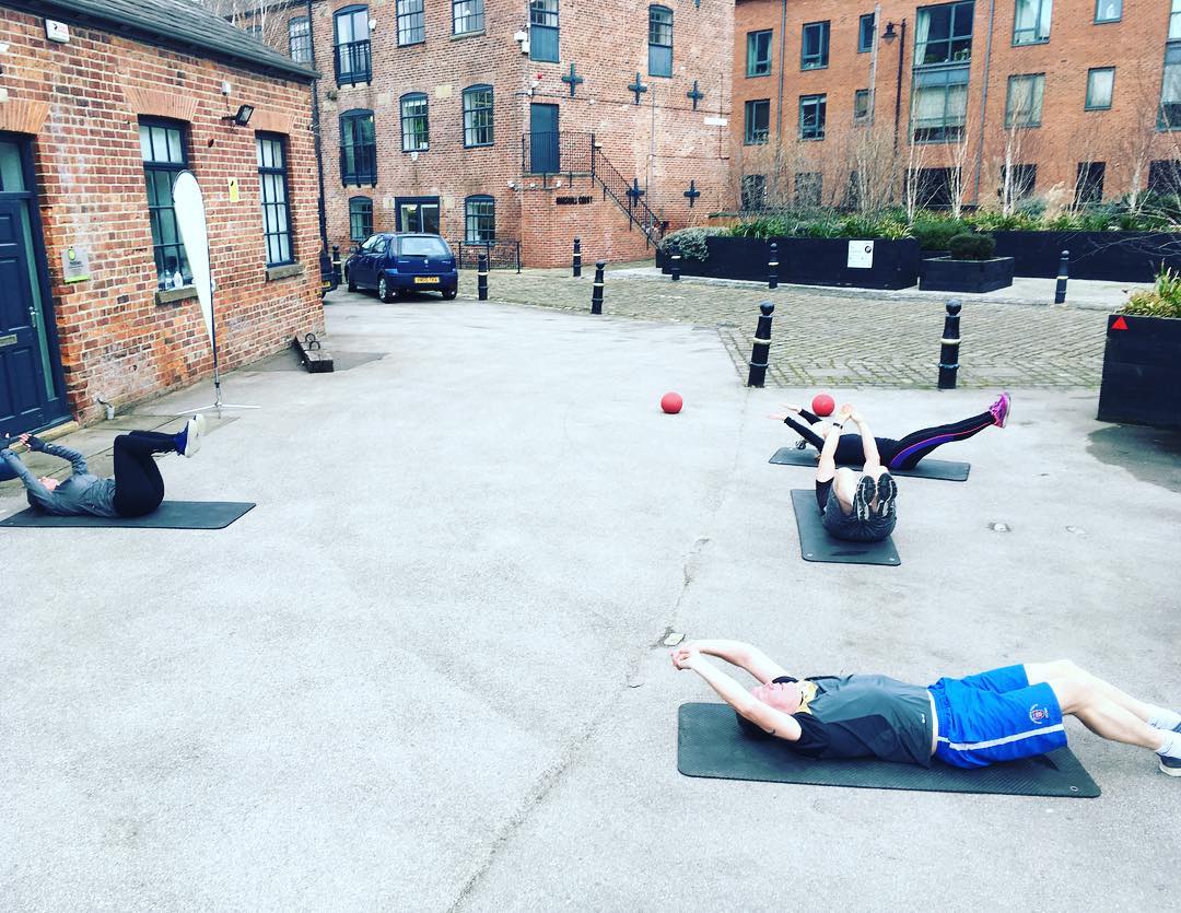 Braving the cold today, lunch time class goers smashed their HIIT session. Hollow holds made easier by the fact they nearly froze after 30s without moving 😉❄️⛄️ #highintesity #training #core #abs #class #trainingeveryday #cold #spring? #movement #healthy