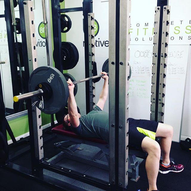 One of our clients #progressing on their #benchpress! #fitness #motive8north #exercise #weightlifting #personaltraining #personaltrainer