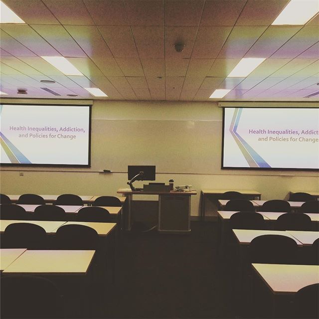 It’s not all about #personaltraining our very own @icsportstherapy is also a lecturer at #leedsbeckett. All set up for a lecture on #health #inequalities. #education #teaching #motive8north #learning