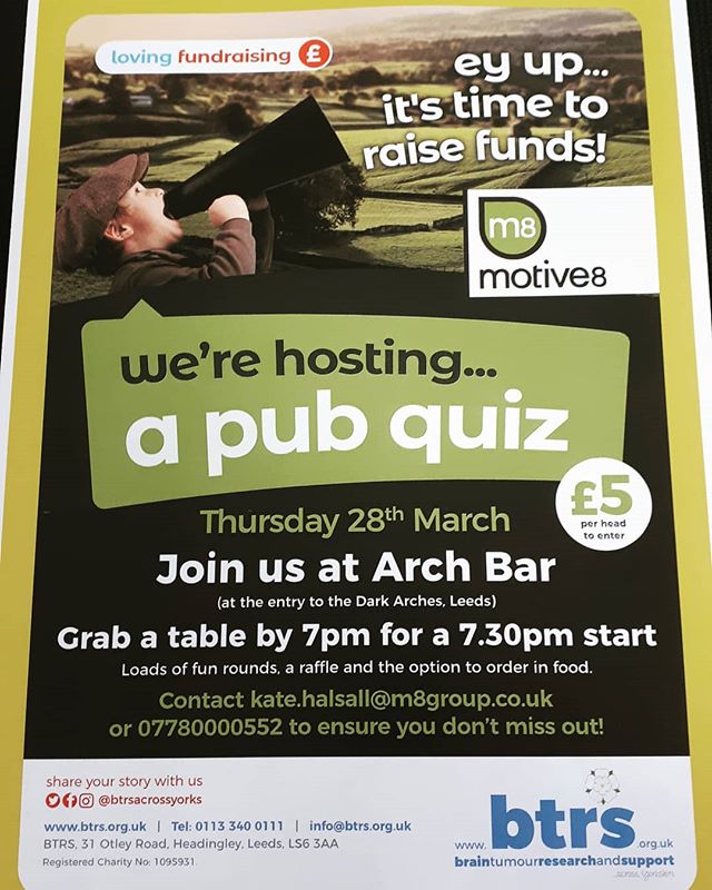 It’s that time again! In 28 days time we have our annual pub quiz to raise funds for @btrsacrossyorks who is joining us?!?! #charitywork #charity #pubquiz #quiz #memberevents #givingsomethingback #motive8north #leedsgym